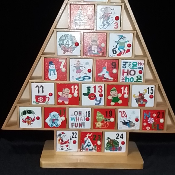 20" Wooden Advent Calendar Tree Shape - Picture 7 of 10